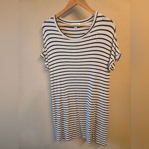 Grace and Lace Black Oatmeal Striped Dress Medium